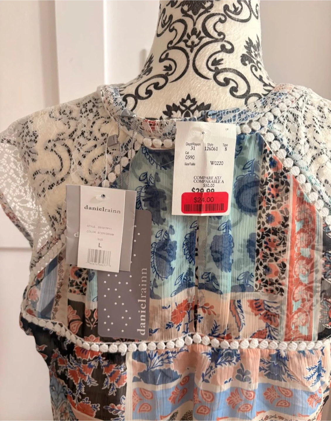 🏈Daniel Rainn Patchwork Dress - Size L - photo 3