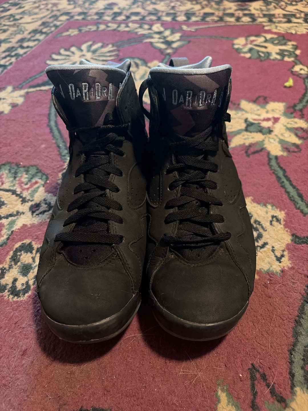 Jordan 7 Retro Black and Blue Sneakers