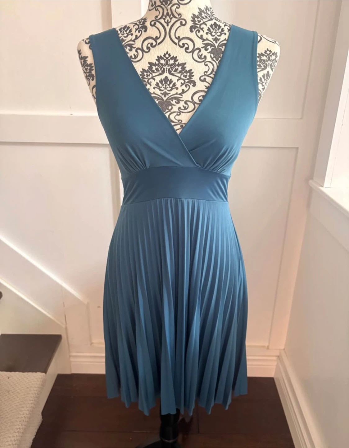 🏈Costa Blanca Sleeveless Pleated Dress - Teal, Size S