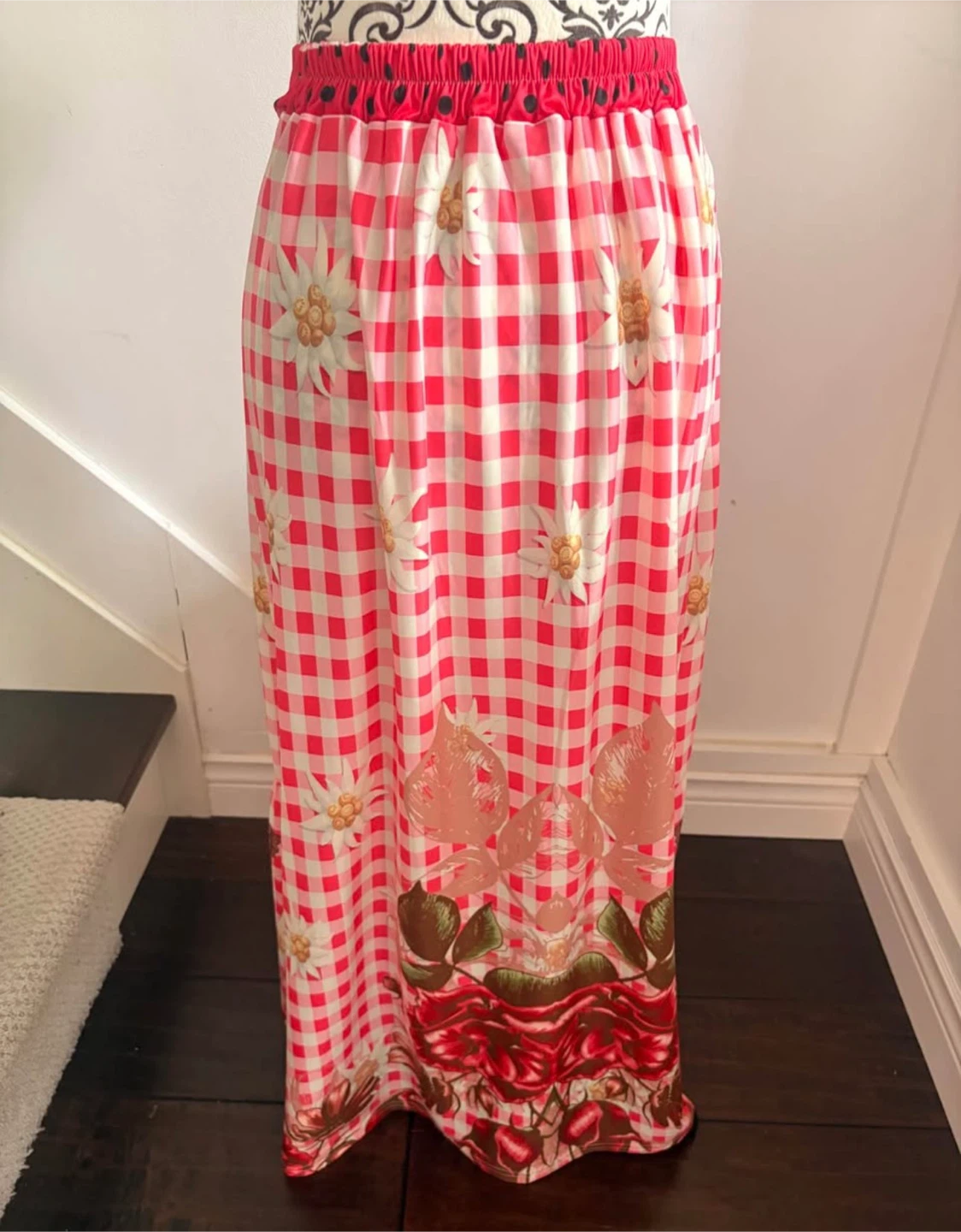 🏈Classic Fashion Gingham Floral Print Maxi Skirt - photo 2