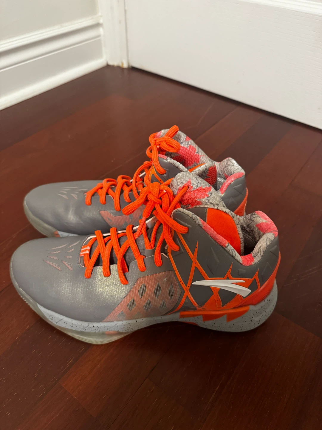 Anta Basketball Shoes Grey and Orange