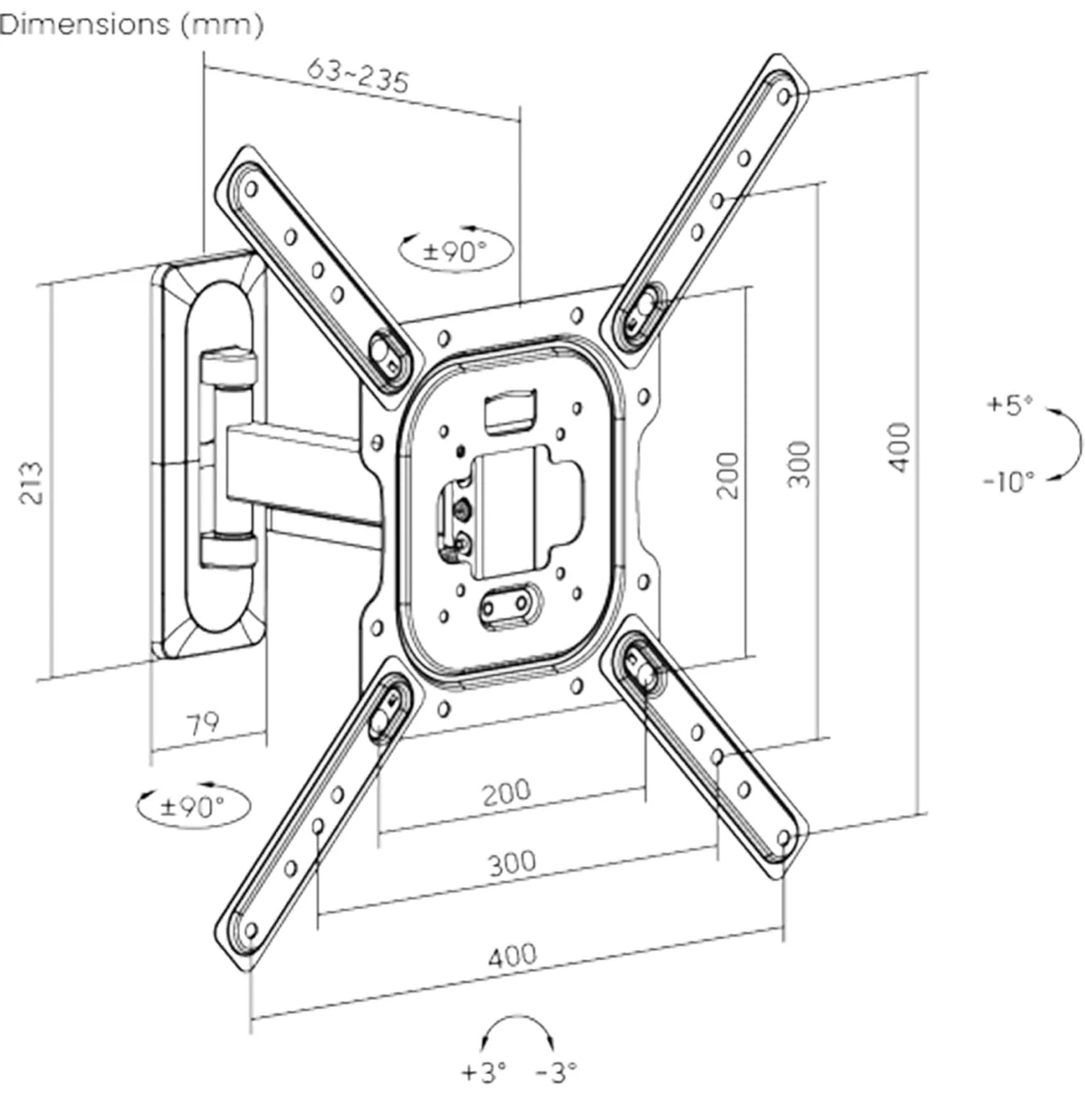 Full-Motion Articulating TV Wall Mount for 23 to 65 inch Tv - photo 5