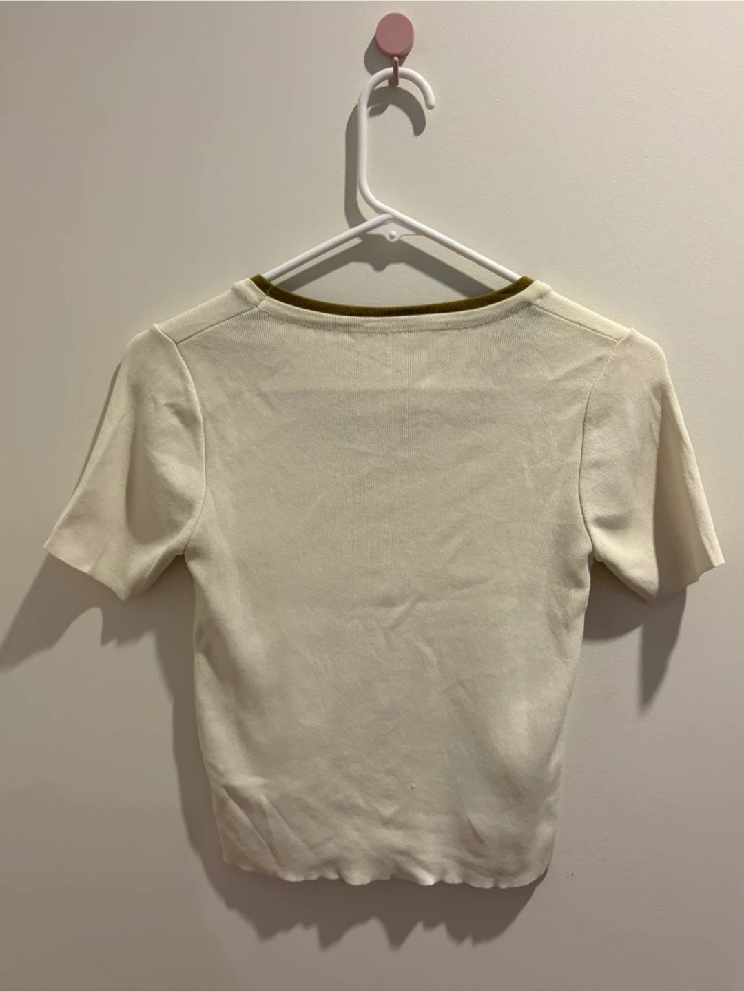 Cream and Olive Green Short Sleeve Cardigan - photo 2