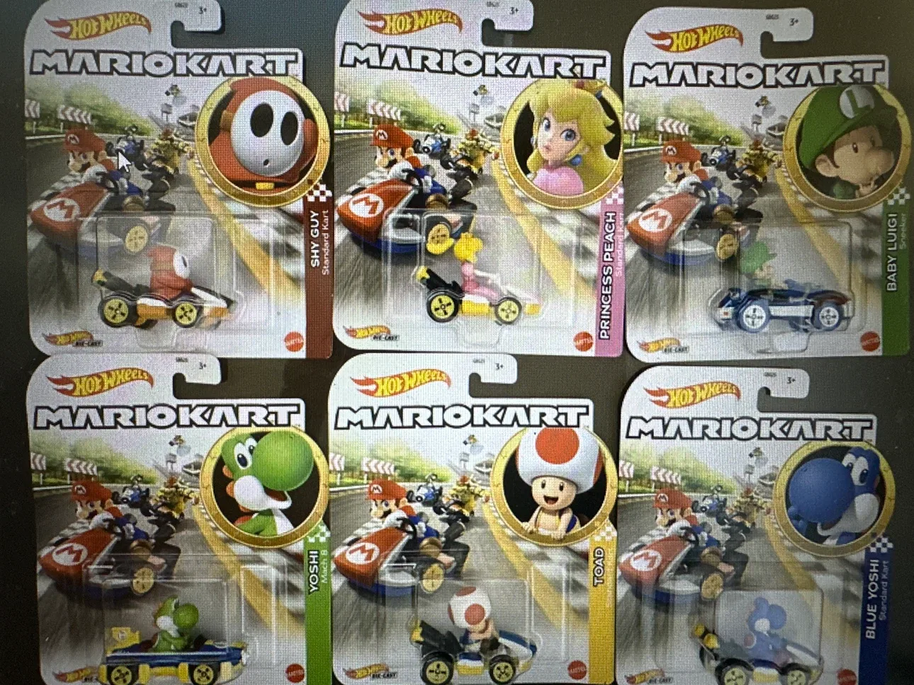 Set of 6 Hot Wheels Mario Kart Die-Cast Vehicles