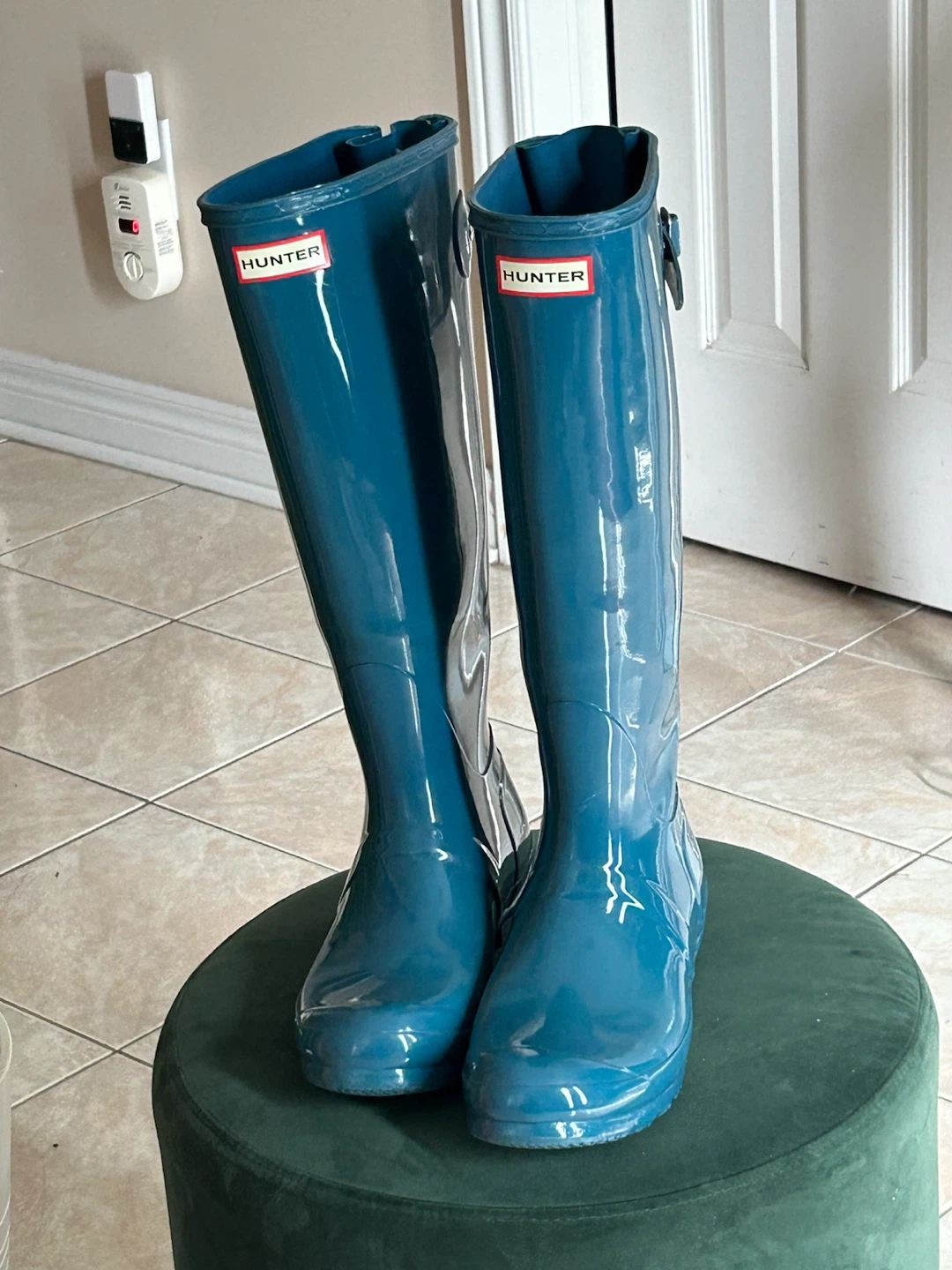 Hunter Gloss Tall Rain Boots Blue Size 8