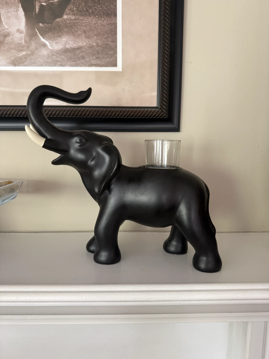 🏈 Partylite Black African Elephant Candle Holder