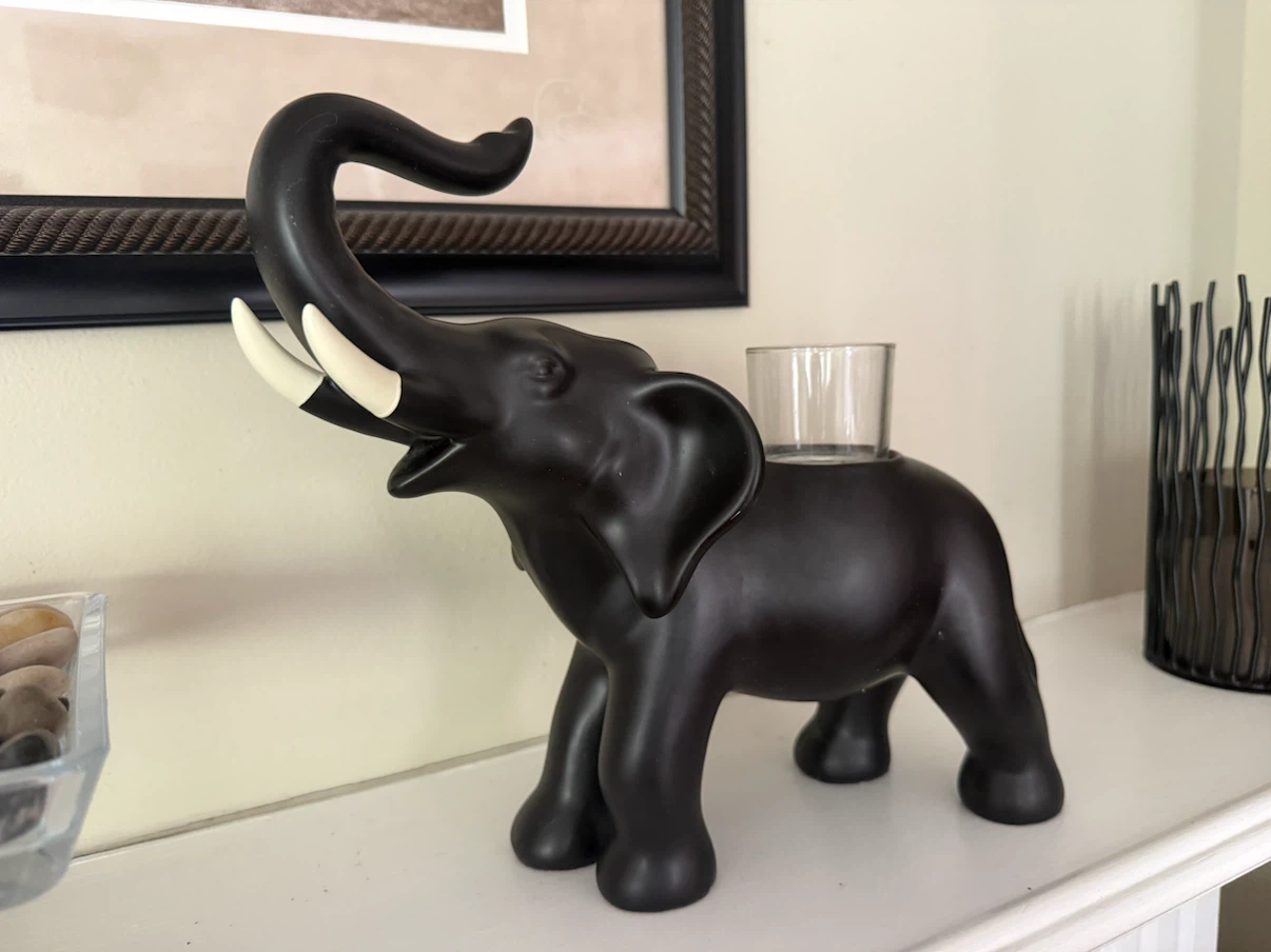 🏈 Partylite Black African Elephant Candle Holder - photo 2