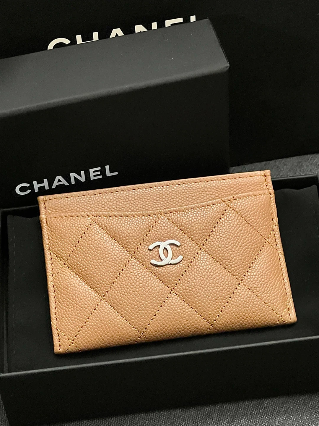 Brand New Chanel Quilted Card Holder Tan Seasonal