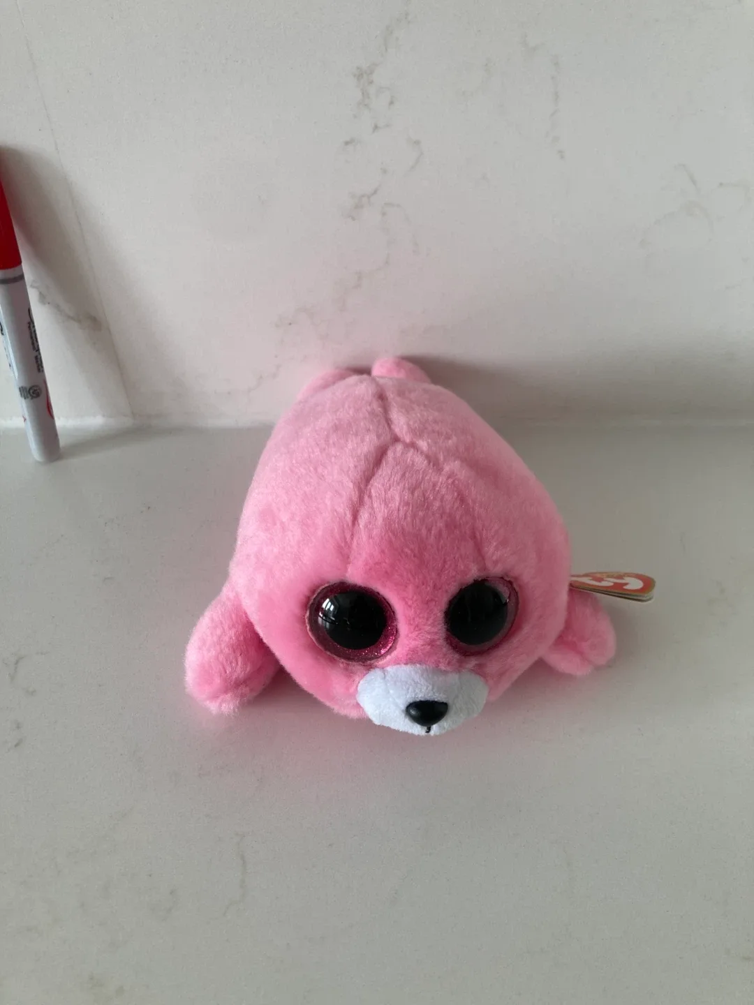 🏈Ty Beanie Boos Pierre the Pink Seal Plush