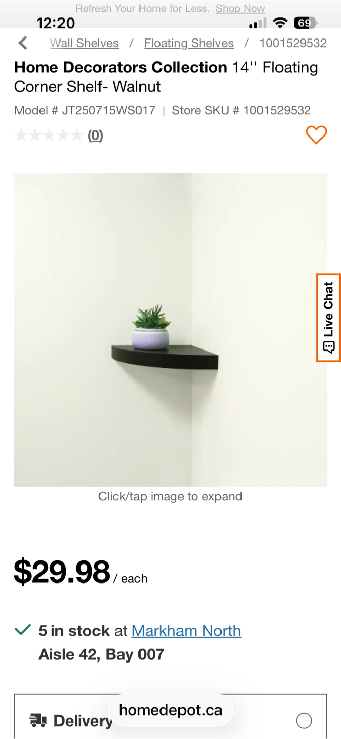 Home Decorators Collection 14" Floating Corner Shelf - photo 2