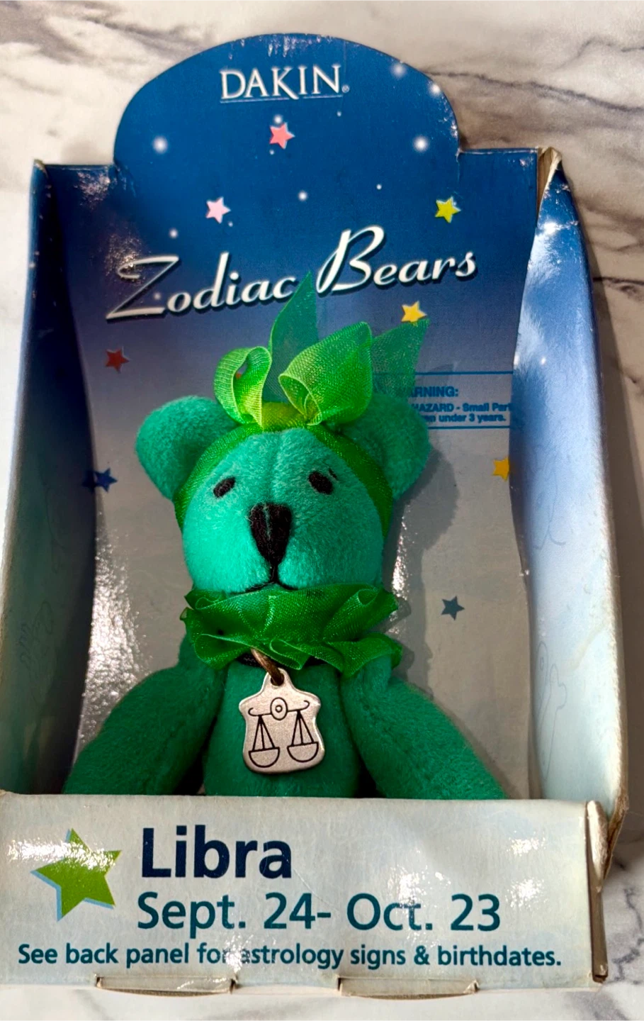 Libra Zodiac Bear Mini Plush Collectible by Dakin-1990s New - photo 3