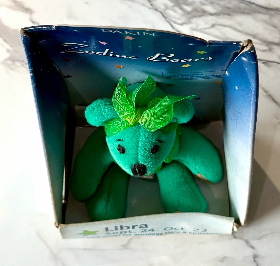 Libra Zodiac Bear Mini Plush Collectible by Dakin-1990s New - photo 4