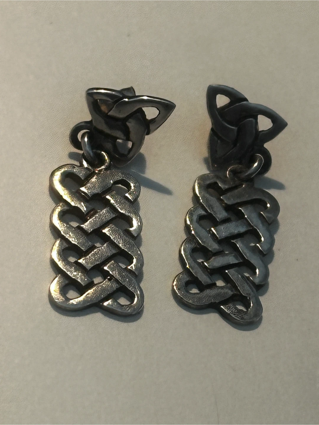 Vintage 925 Sterling Silver Celtic Knot Drop Earrings