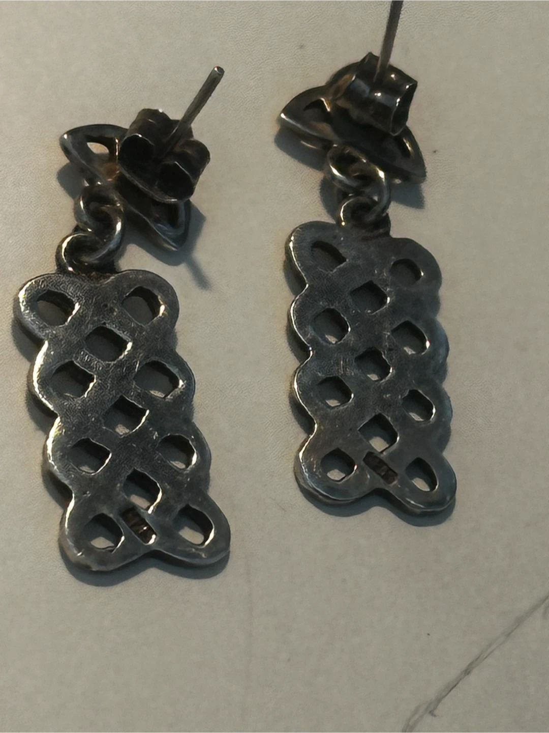 Vintage 925 Sterling Silver Celtic Knot Drop Earrings - photo 2