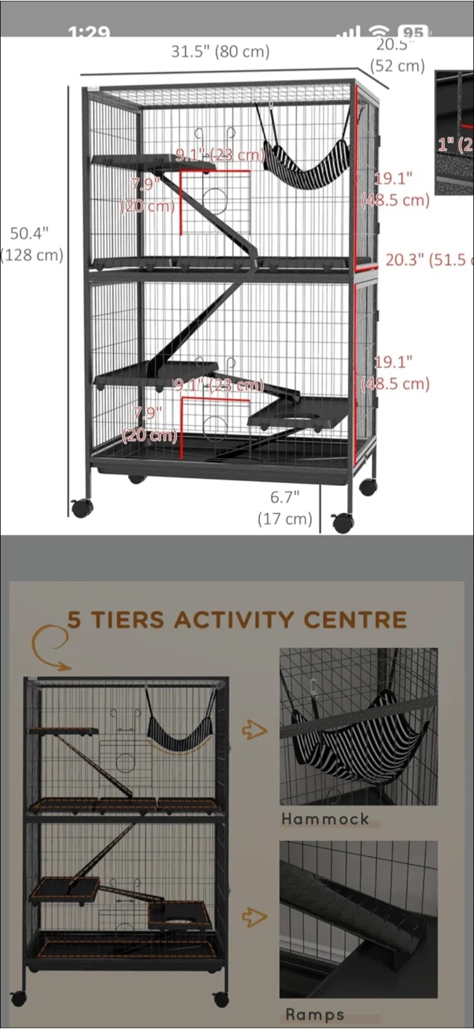 4-Tier PawHut Ferret, Rat Cage - photo 3