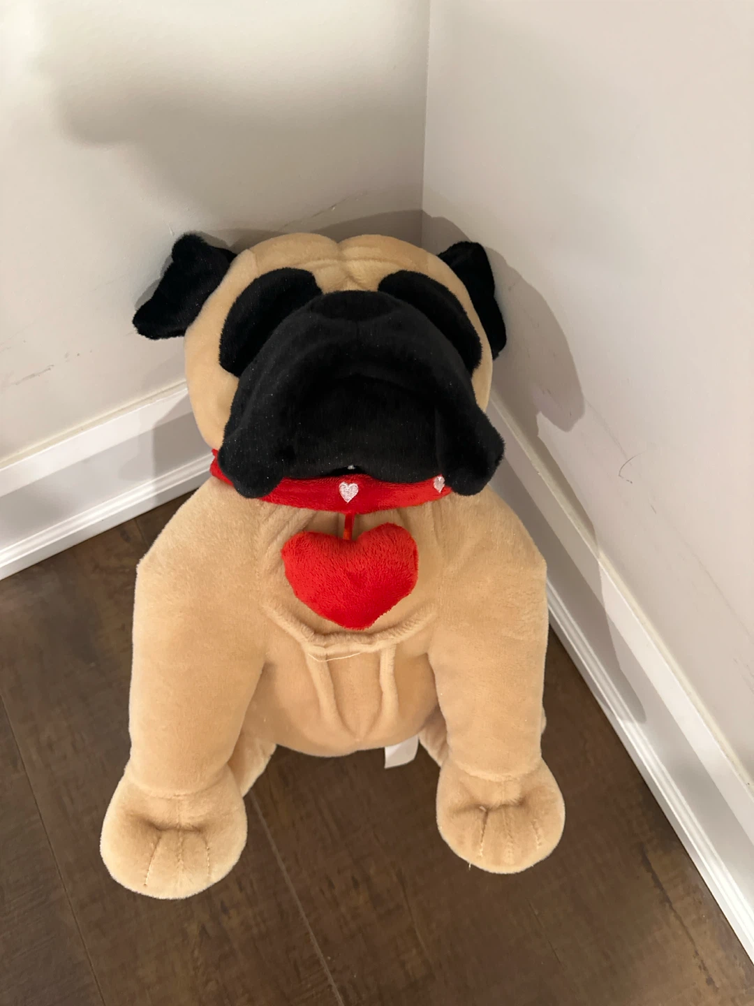 Large Pug Plush Toy with Heart Collar 🏈