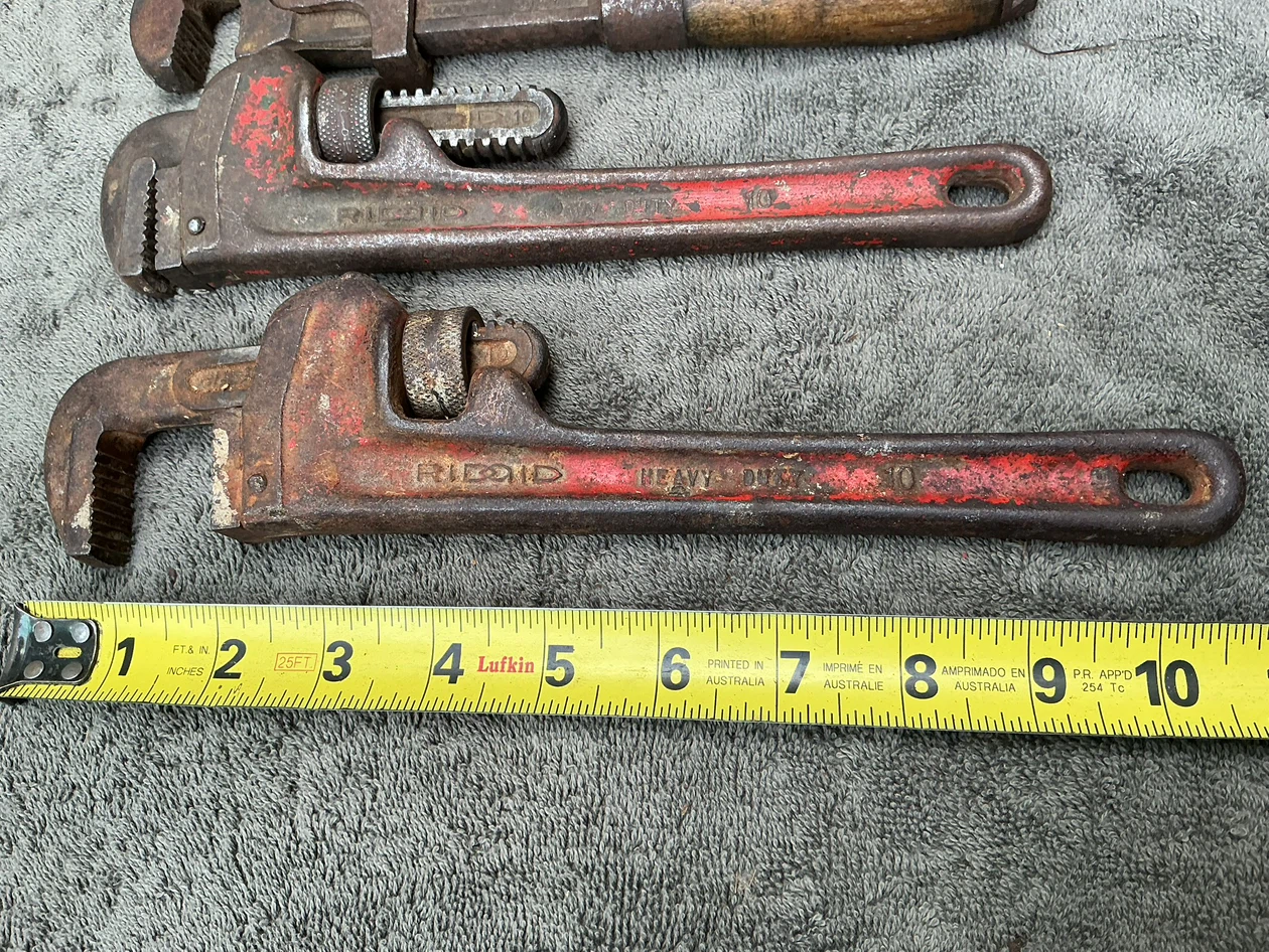 Set of 3 Vintage Pipe Wrenches ! - photo 2