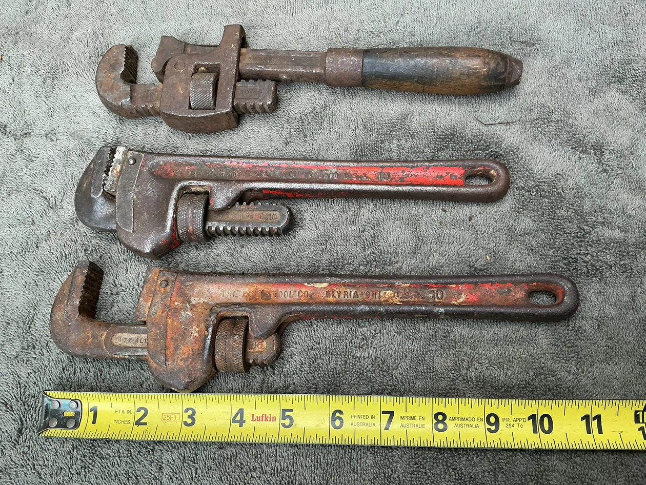Set of 3 Vintage Pipe Wrenches ! - photo 5