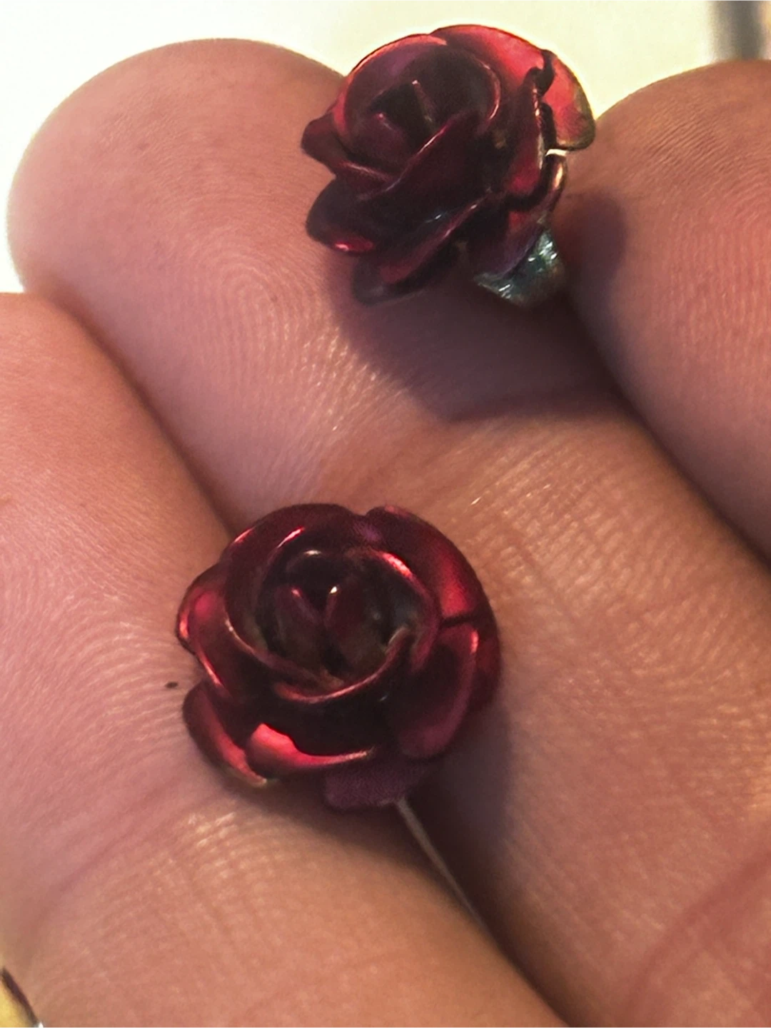 Vintage Red Rose pendant & Stud Earring Set - photo 3