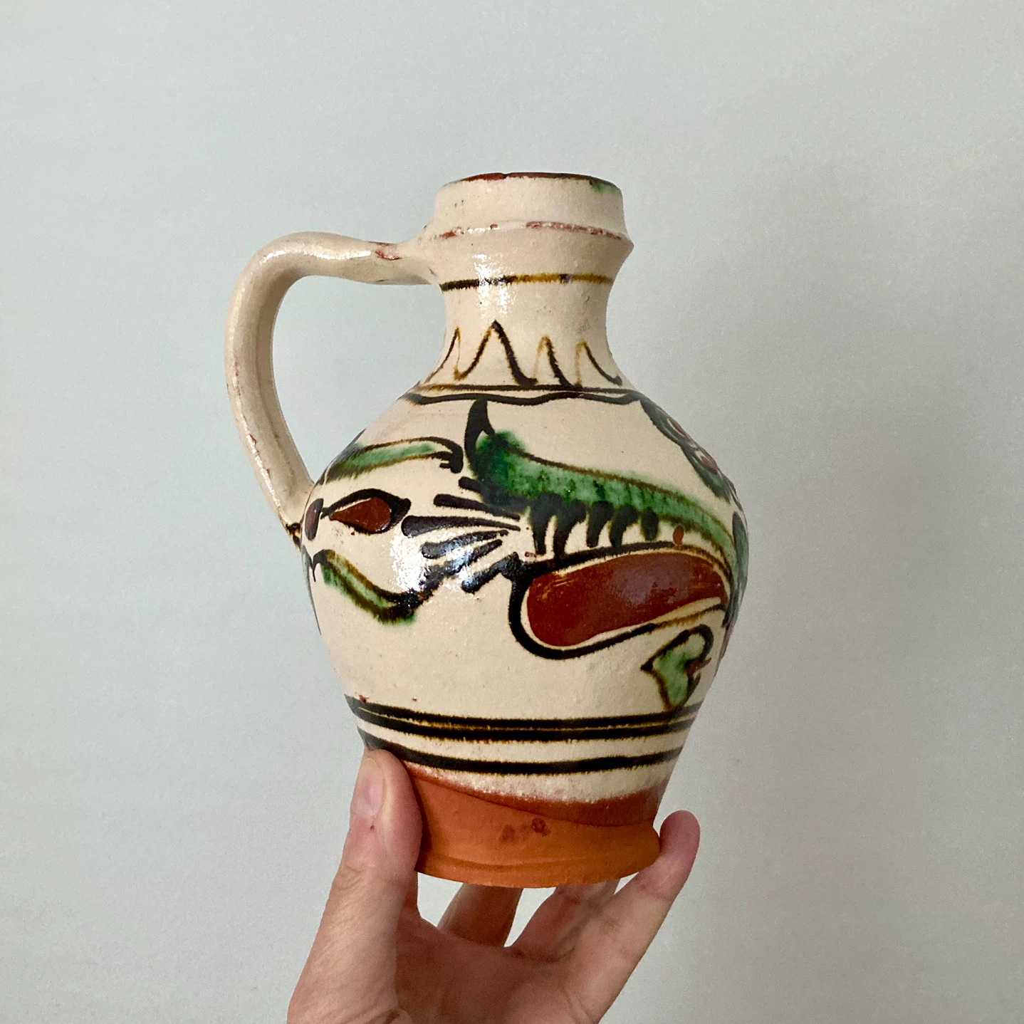 Vintage folk art handpainted jug