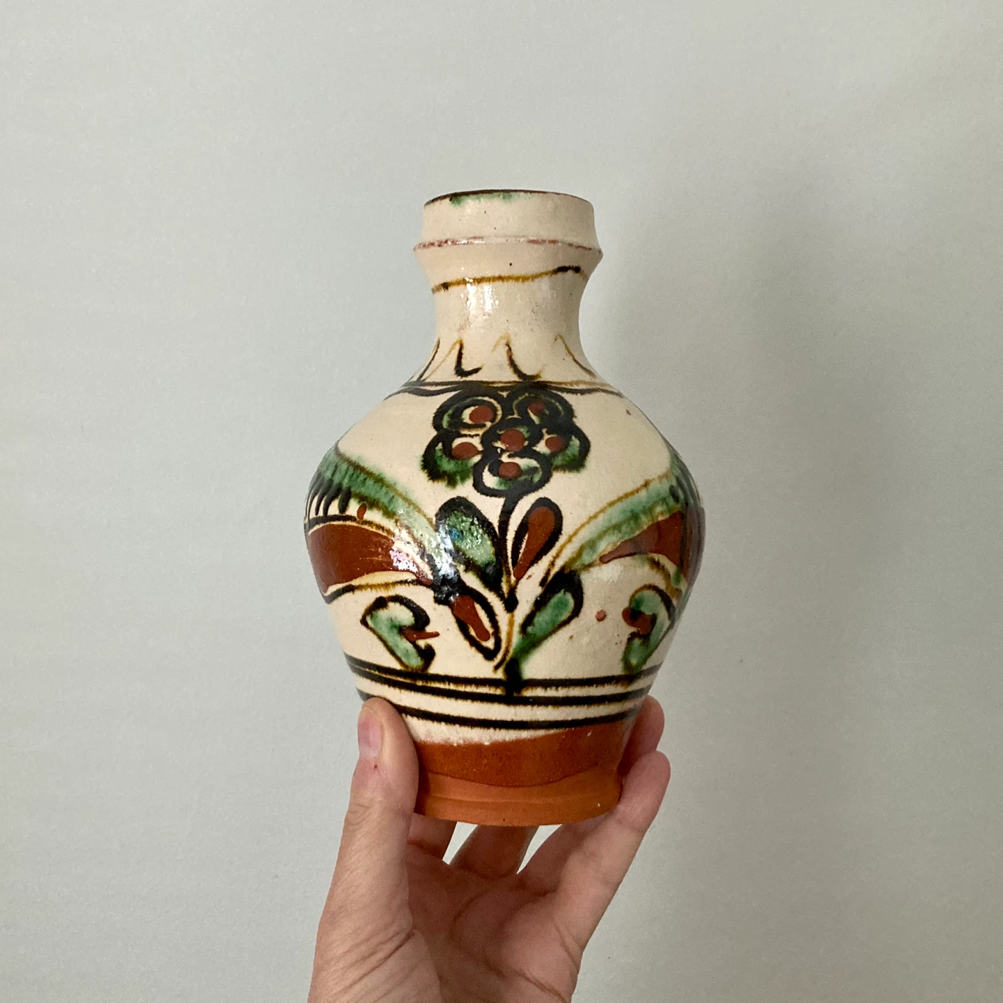 Vintage folk art handpainted jug - photo 2