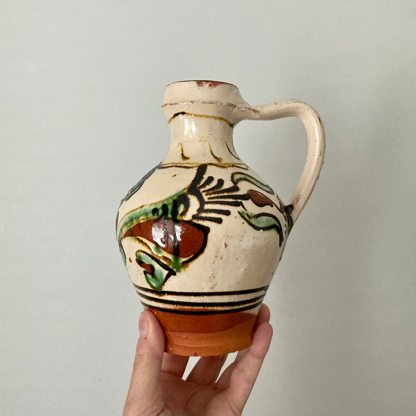 Vintage folk art handpainted jug - photo 3