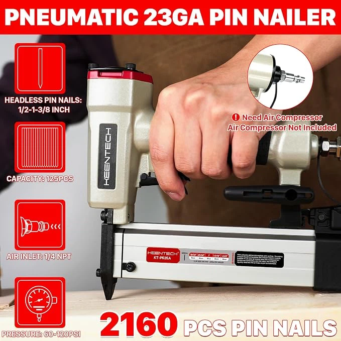 Keentech P635A Pneumatic 23GA Pin Nailer - photo 2