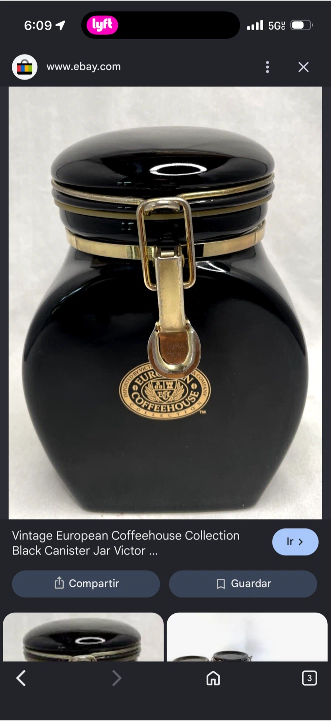 Vintage European Coffeehouse Collection Black Canister