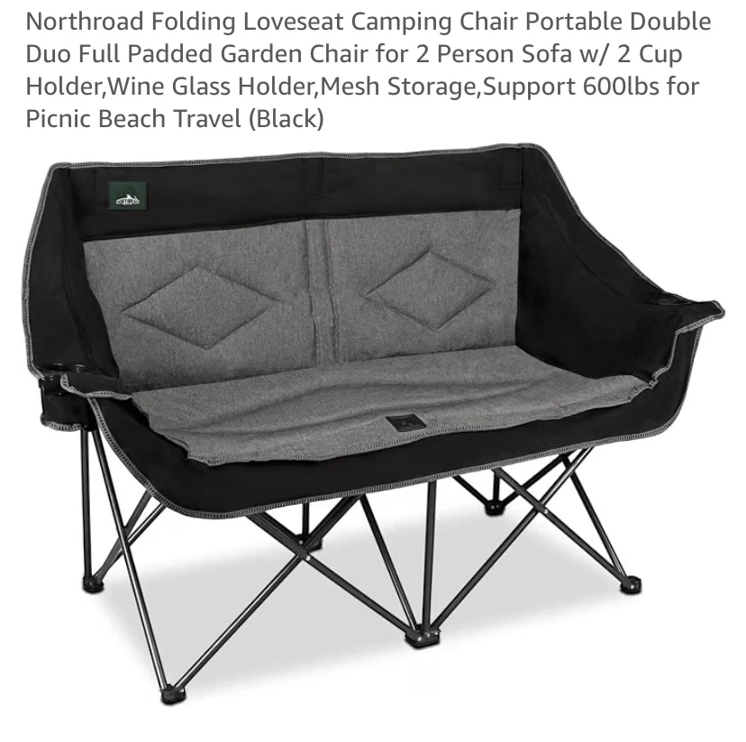 Northroad Folding Padded Loveseat Double Camping Chair