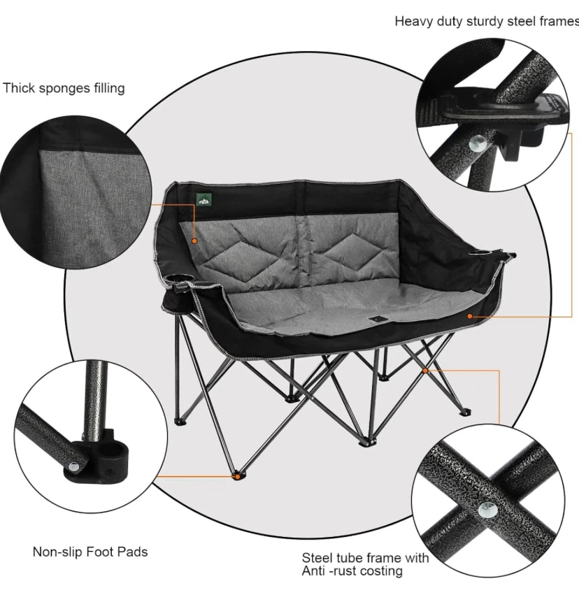 Northroad Folding Padded Loveseat Double Camping Chair - photo 5