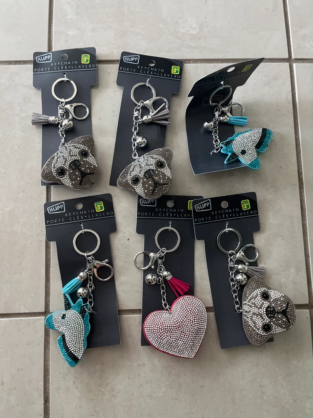 Set of 6 Klipp Rhinestone Keychains 🏈