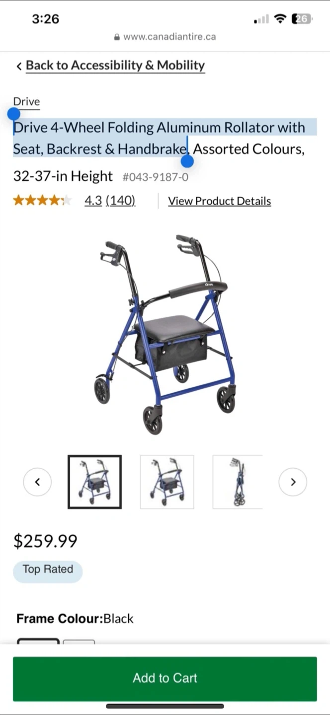 Cardinal Health 4-Wheel Folding Rollator