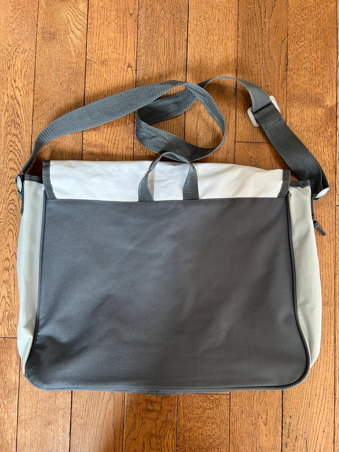 Grey and White Messenger Bag with Floral Detail - photo 2