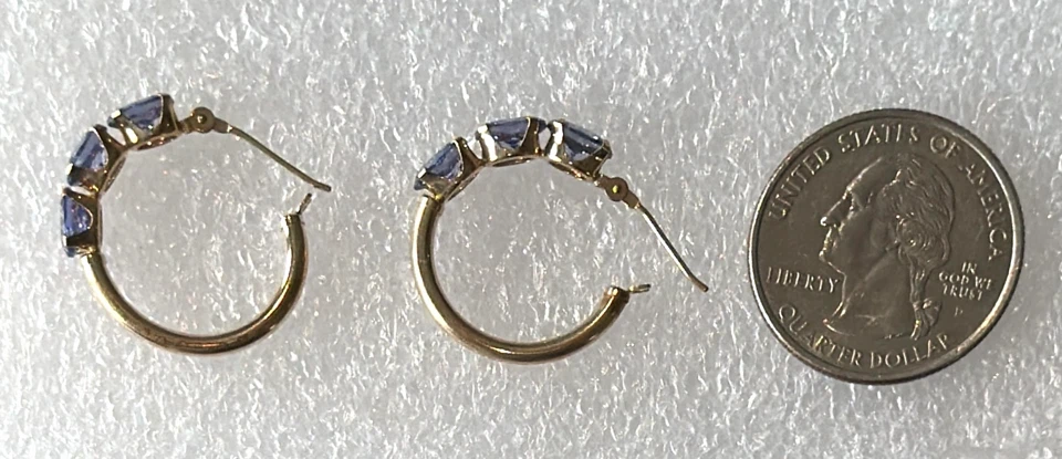 10KT Yellow Gold Blue CZ Oval Hoop Earrings – 10K Fine Jewelry - photo 5