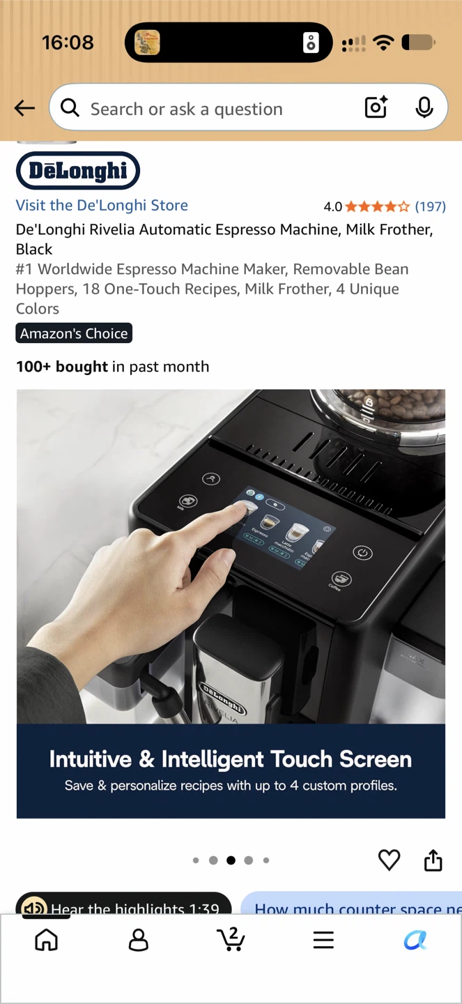 De'Longhi Rivelia Automatic Espresso Machine - photo 2