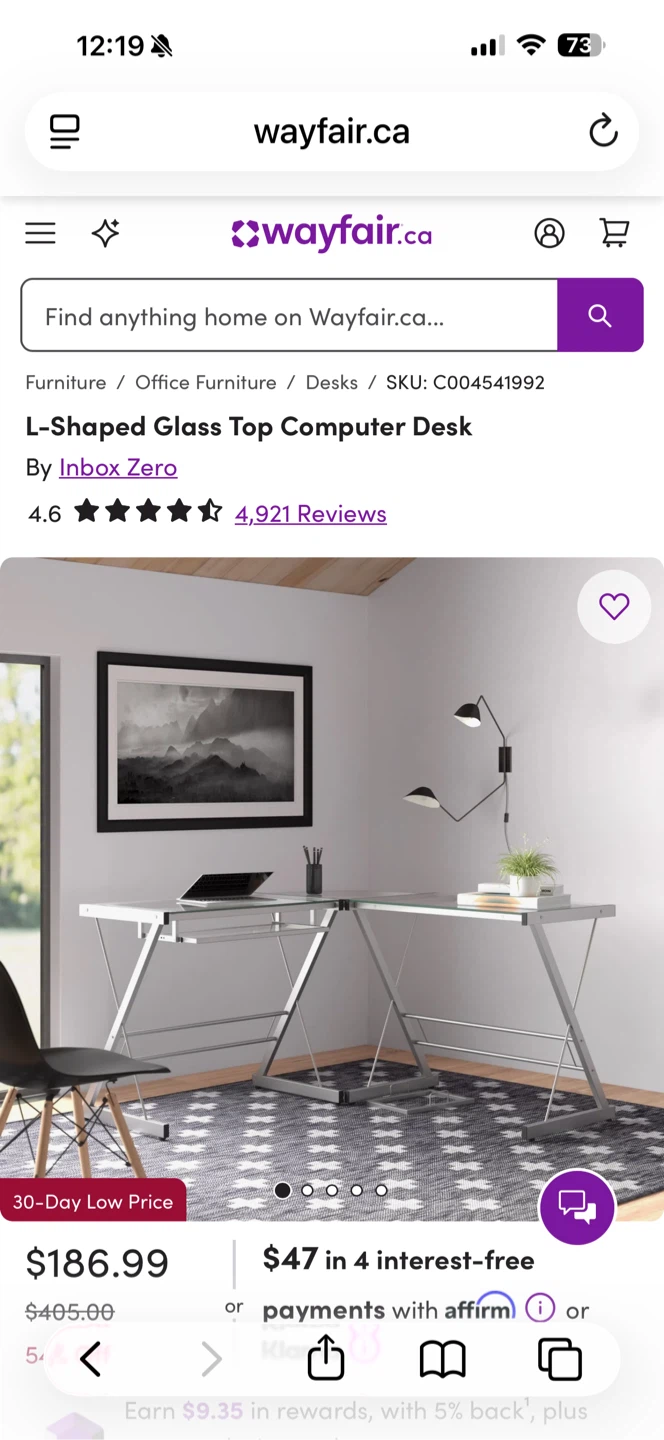 Inbox Zero L-Shaped Glass Top Computer Desk