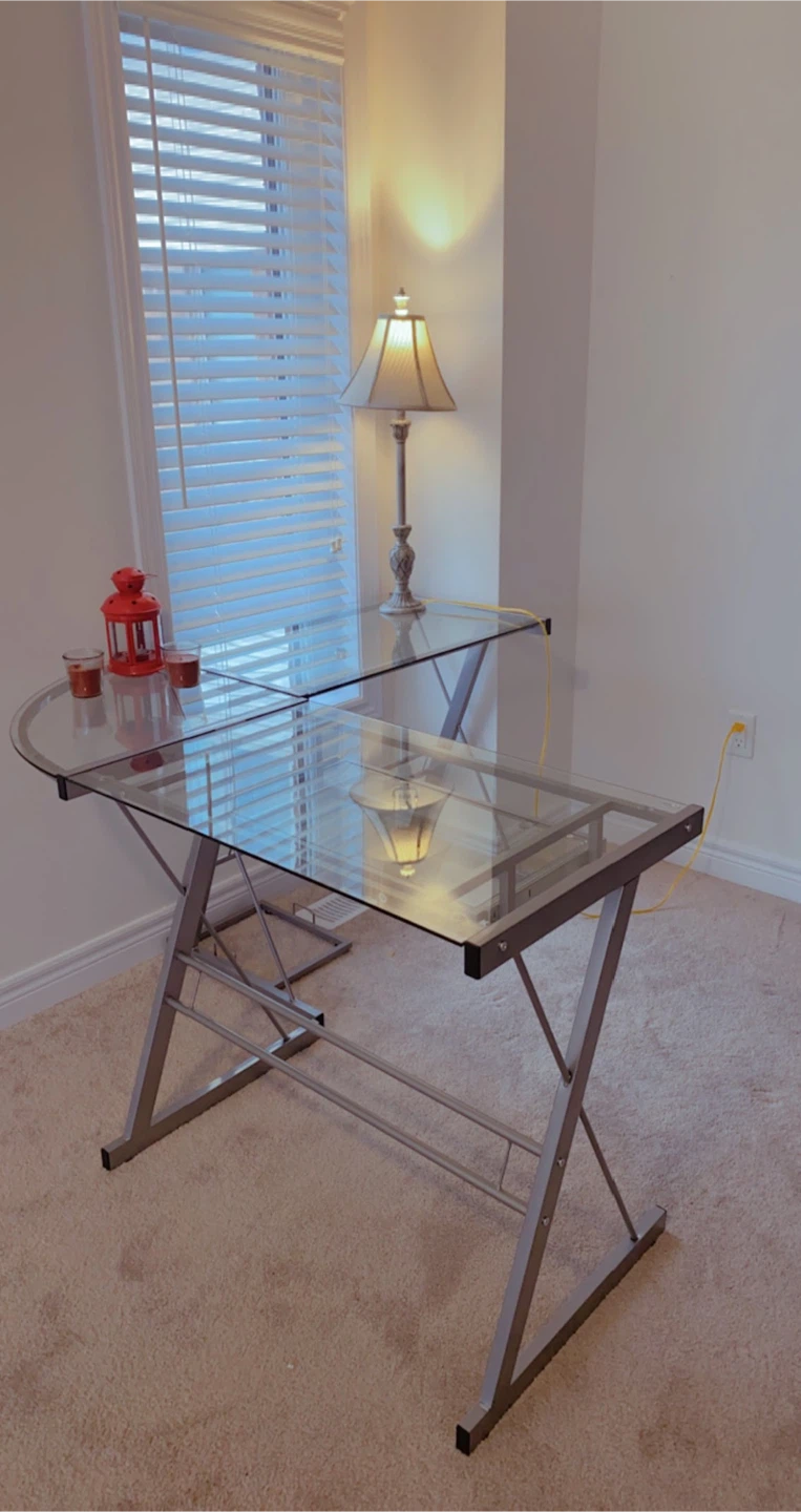 Inbox Zero L-Shaped Glass Top Computer Desk - photo 3