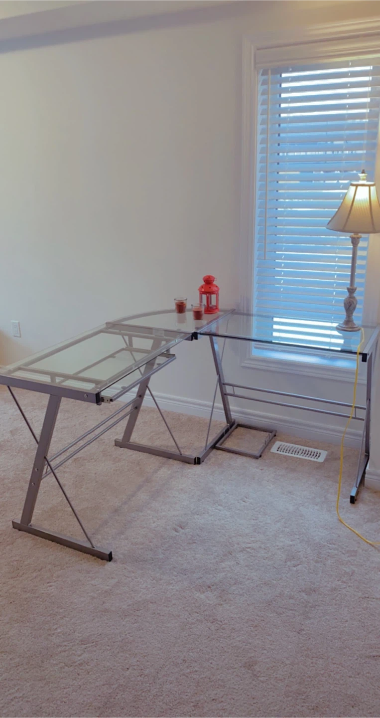 Inbox Zero L-Shaped Glass Top Computer Desk - photo 4