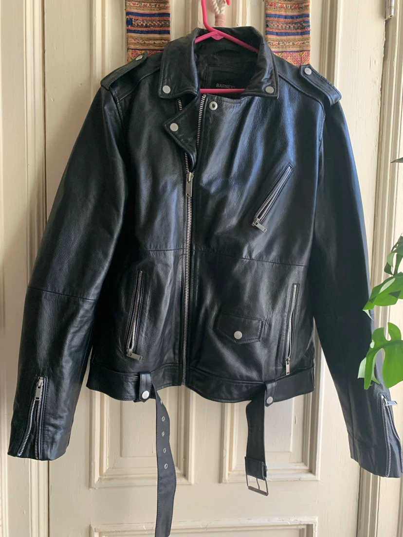 Barneys Originals Black Leather Jacket XL
