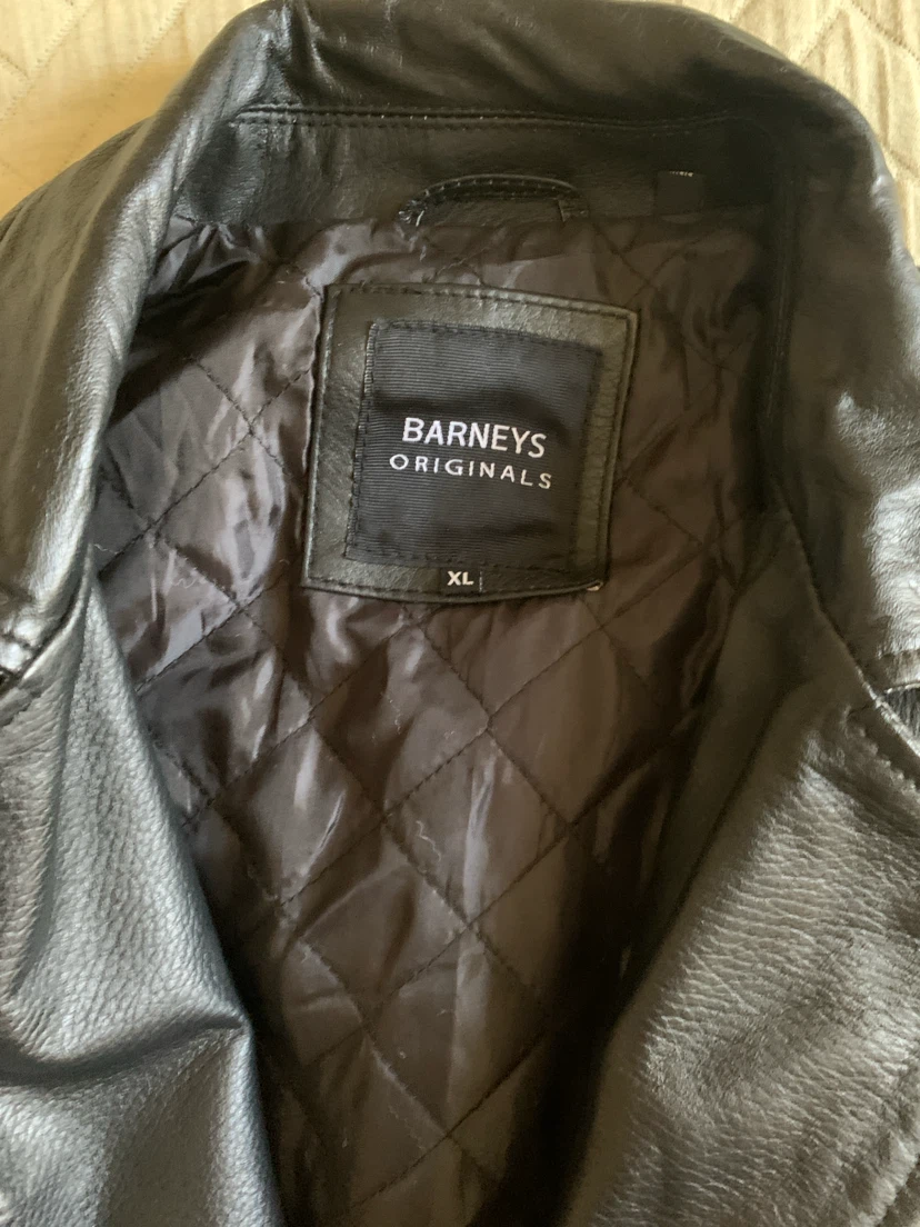 Barneys Originals Black Leather Jacket XL - photo 3