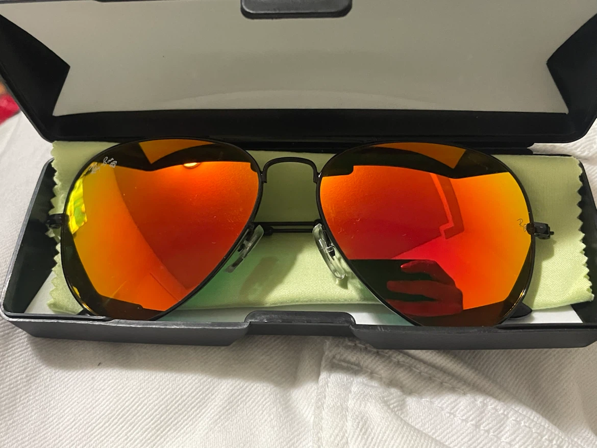 Ray-Ban Aviator Sunglasses with Orange Mirror Lenses
