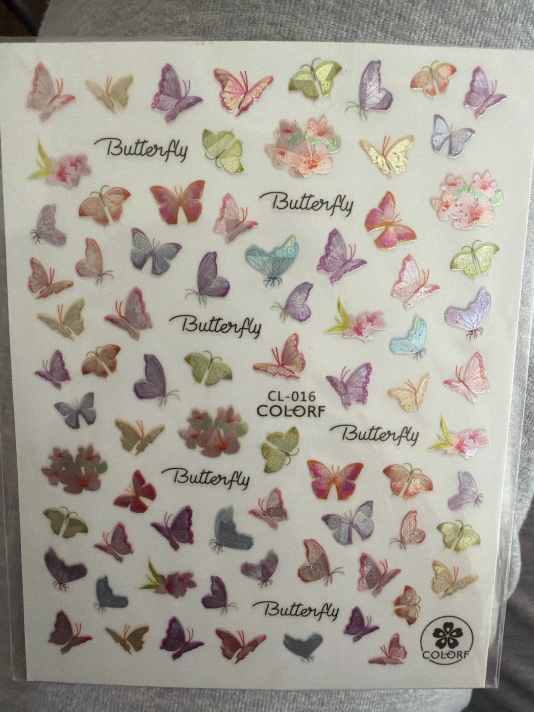 🏈 Colorf Butterfly Nail Art Sticker Sheet CL-016