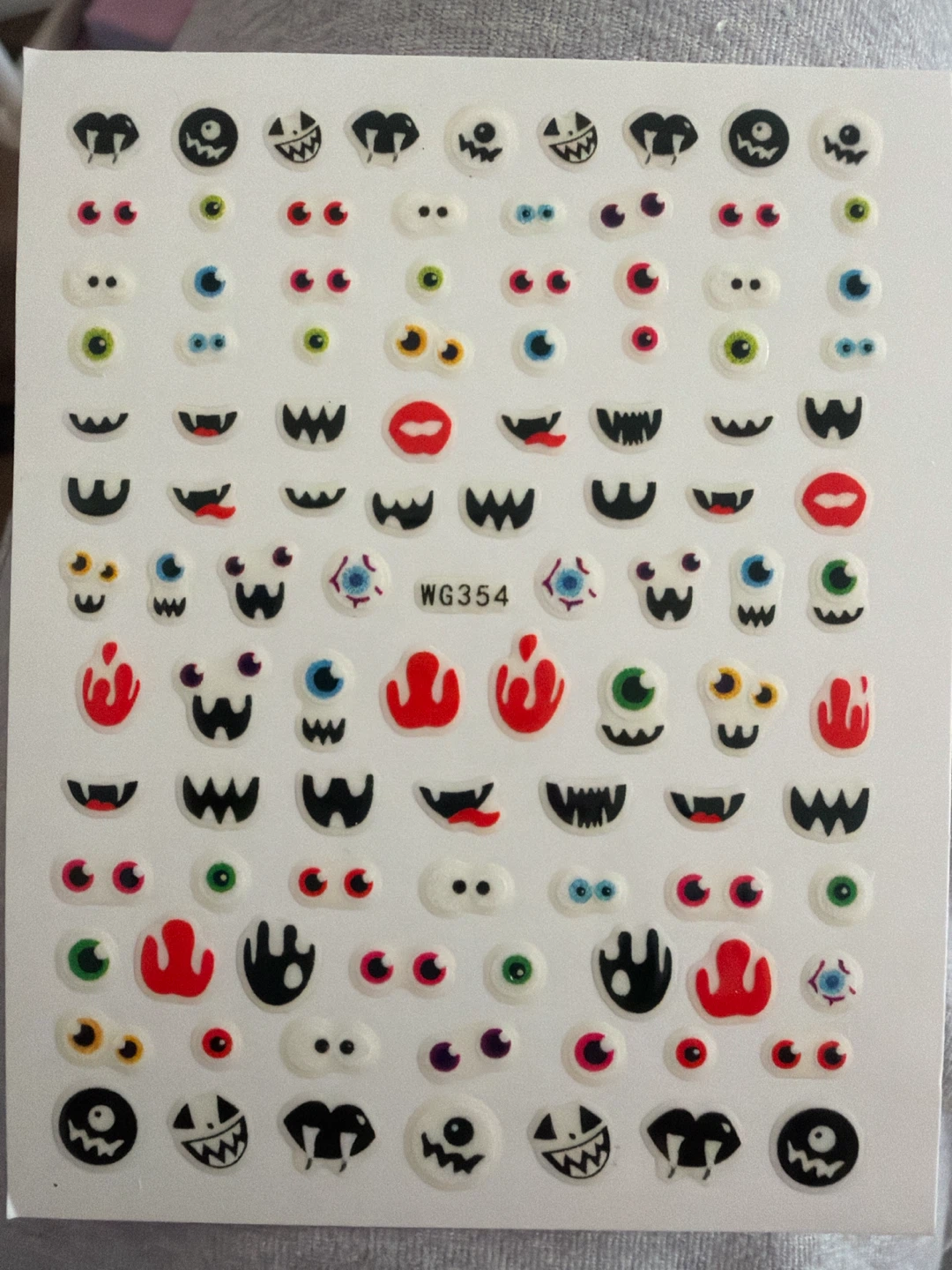 🏈 Monster Eye and Mouth Nail Art Stickers WG354