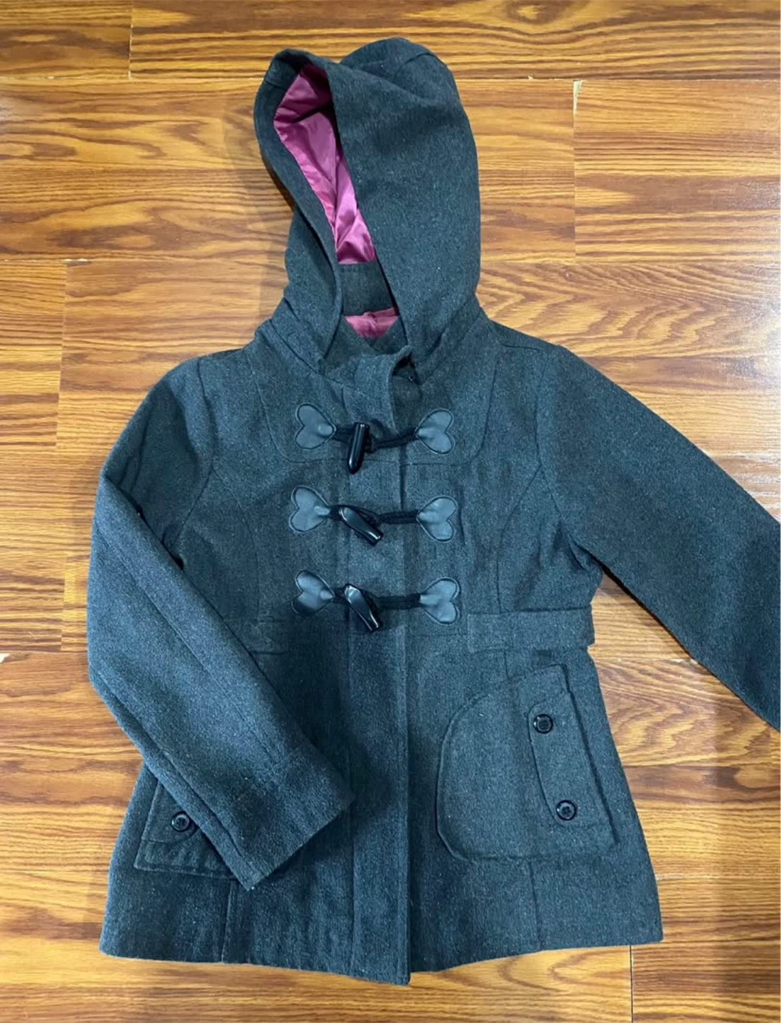 Girls Dark Gray Hooded Coat-Size L(14)🏈 - photo 2