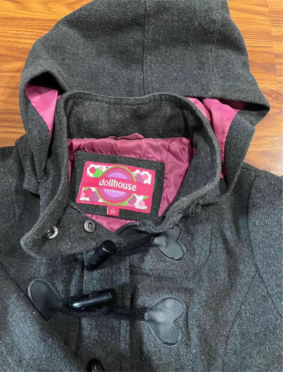 Girls Dark Gray Hooded Coat-Size L(14)🏈 - photo 4