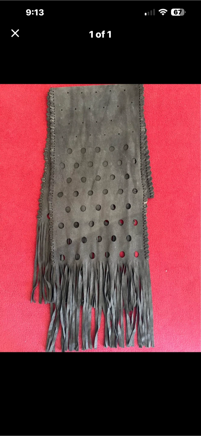 Black Suede Fringe Scarf