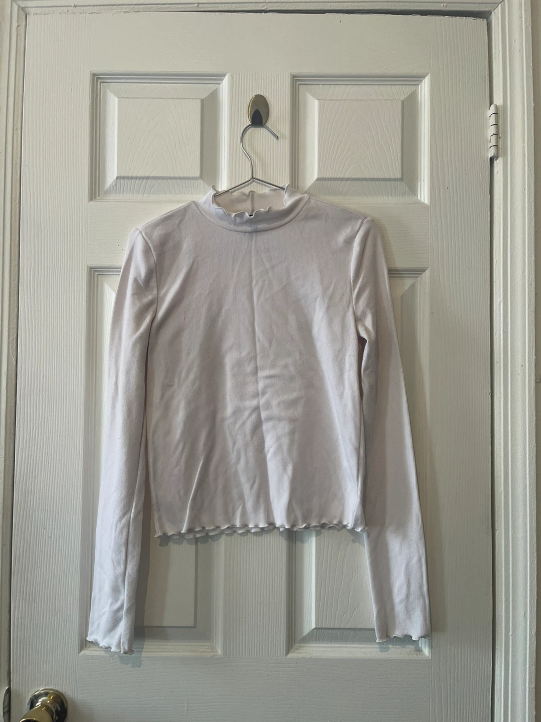 Forever 21 White Mock Neck Long Sleeve Top