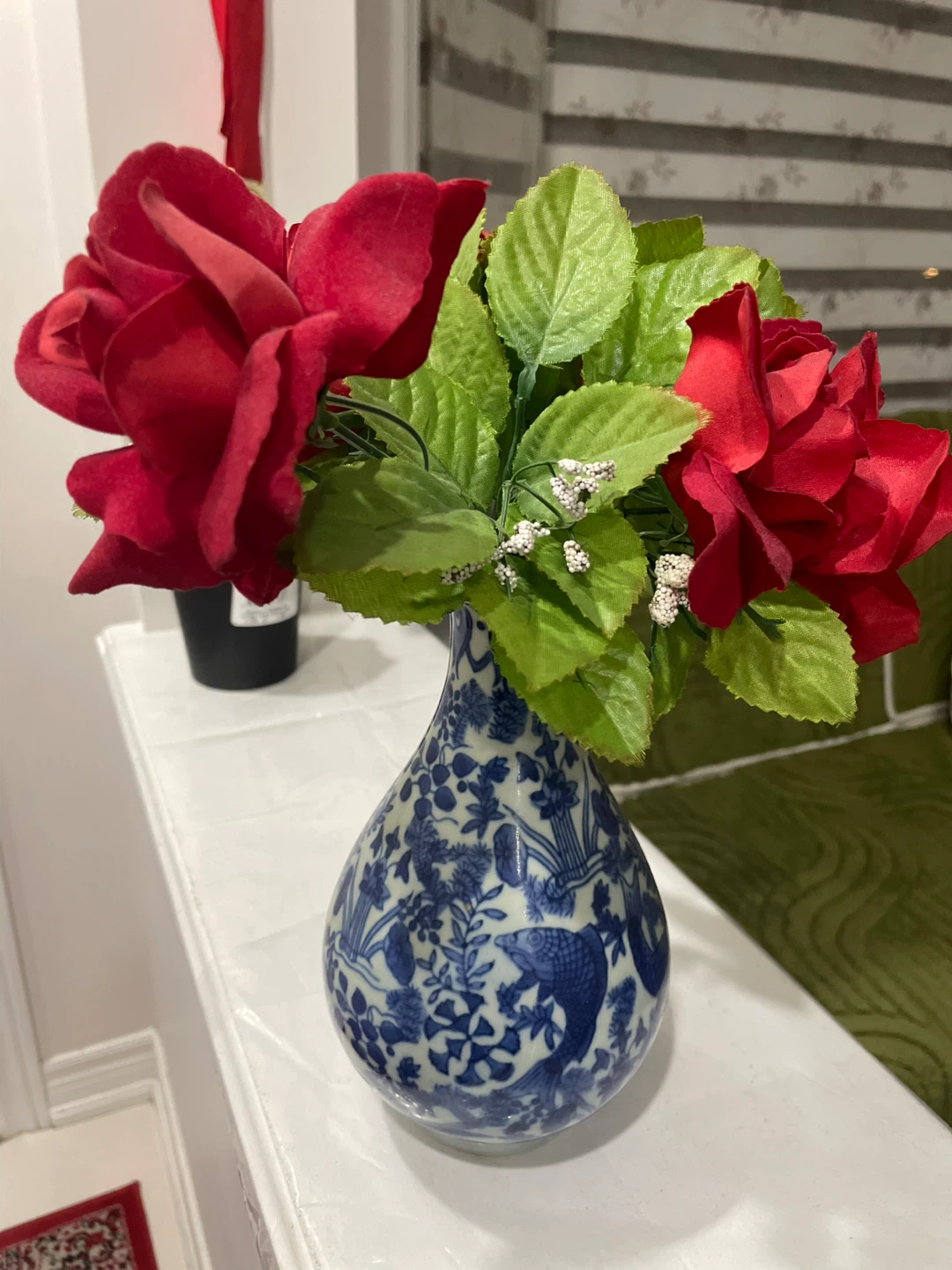 Blue and white ceramic vase