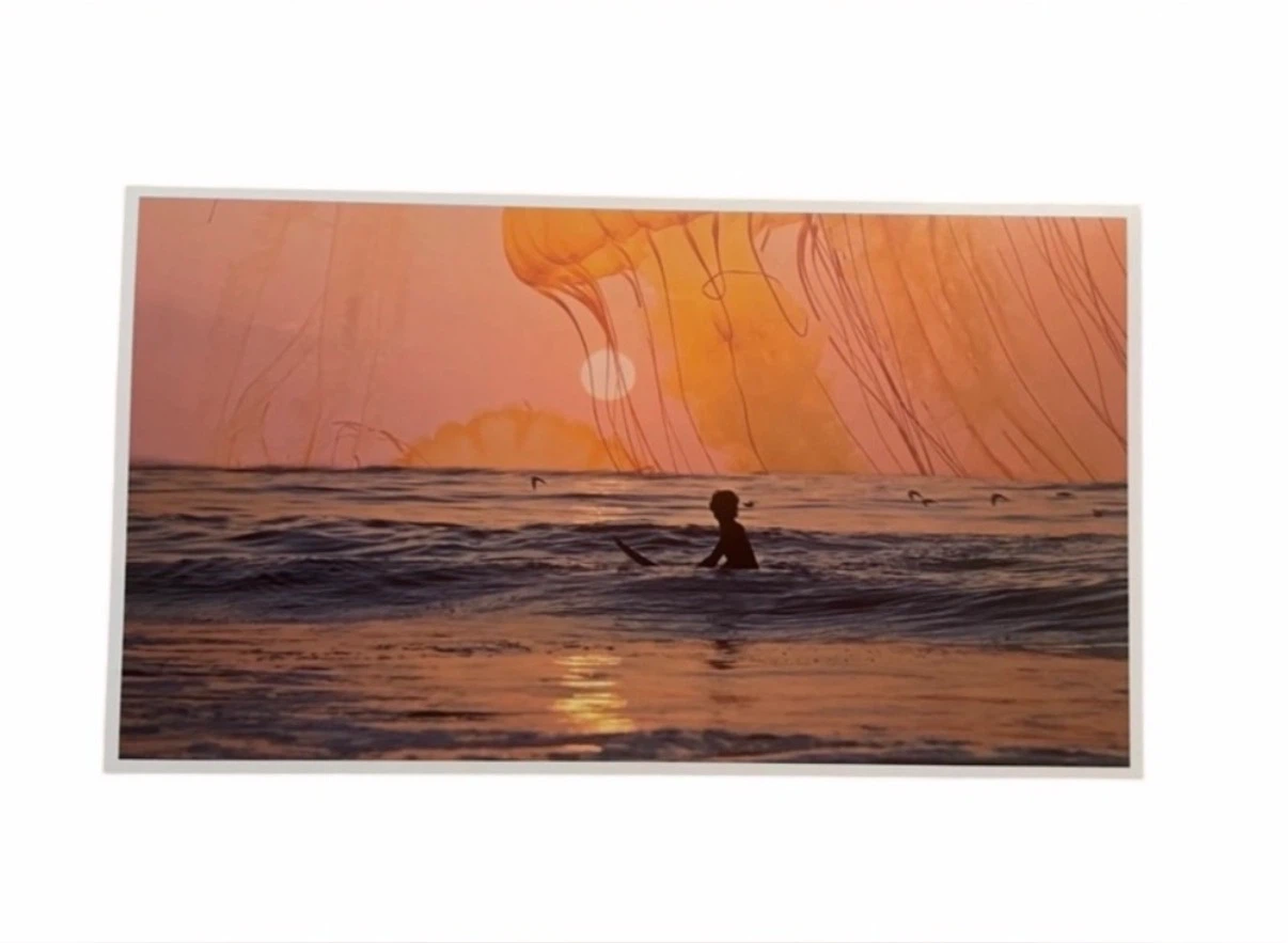 🏈 Sunset Surfer Wall Art - Orange Pink Ocean Print