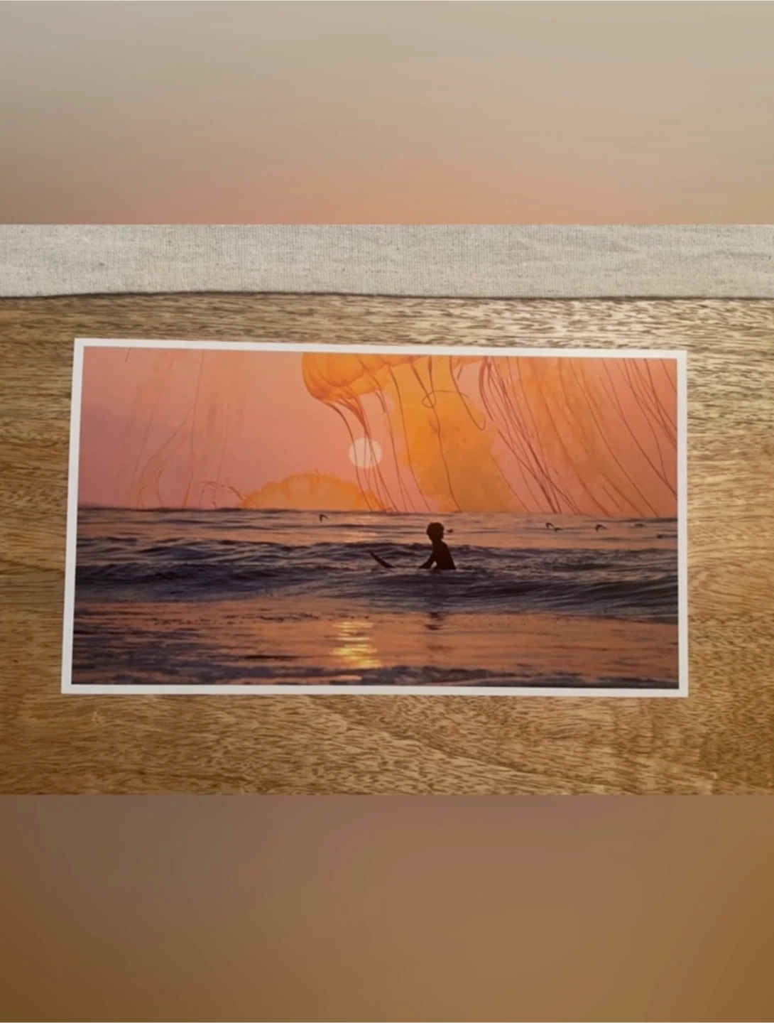 🏈 Sunset Surfer Wall Art - Orange Pink Ocean Print - photo 3